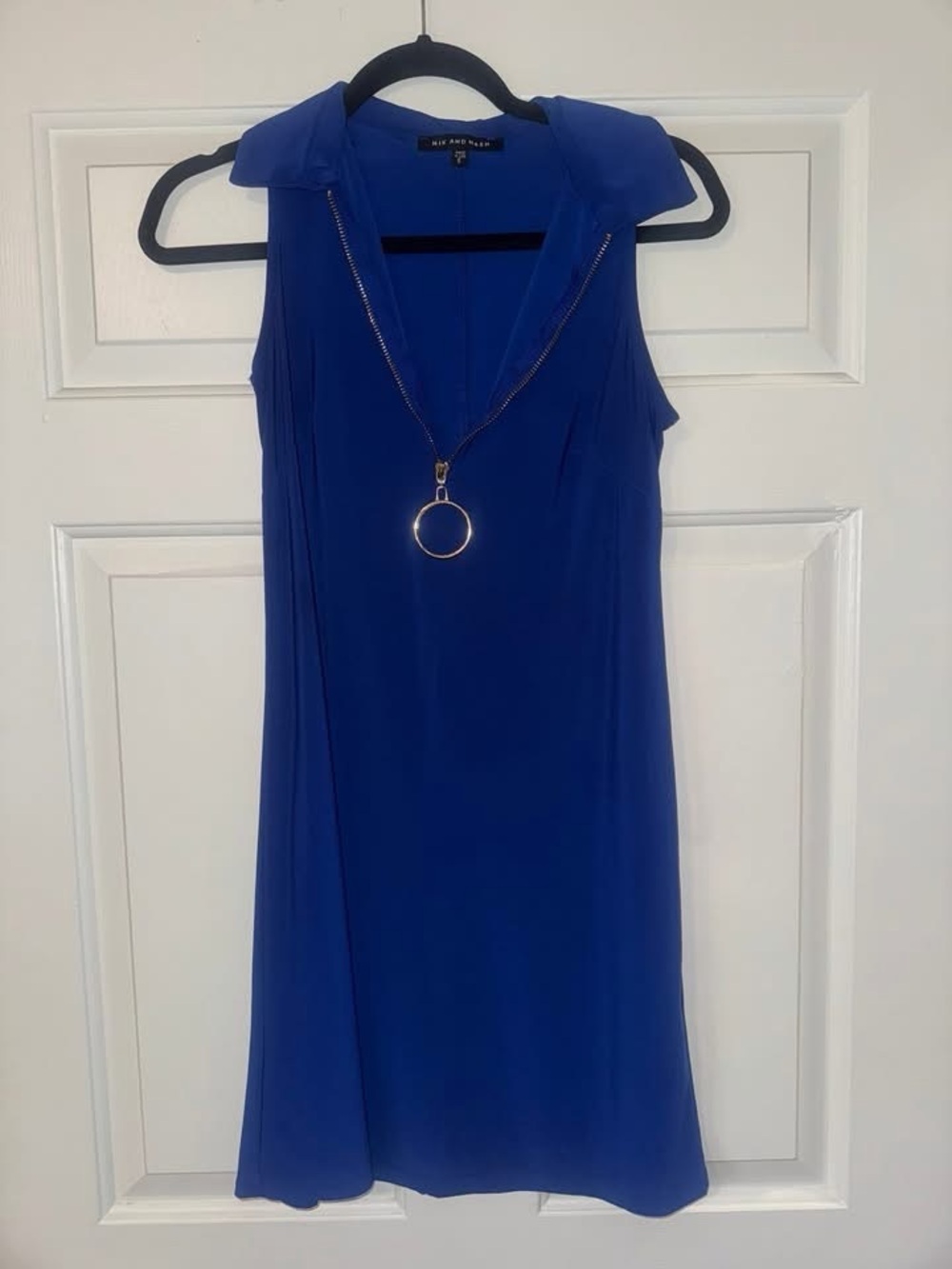 a.n.a Royal Blue Sleeveless Zip-Front Shift Dress